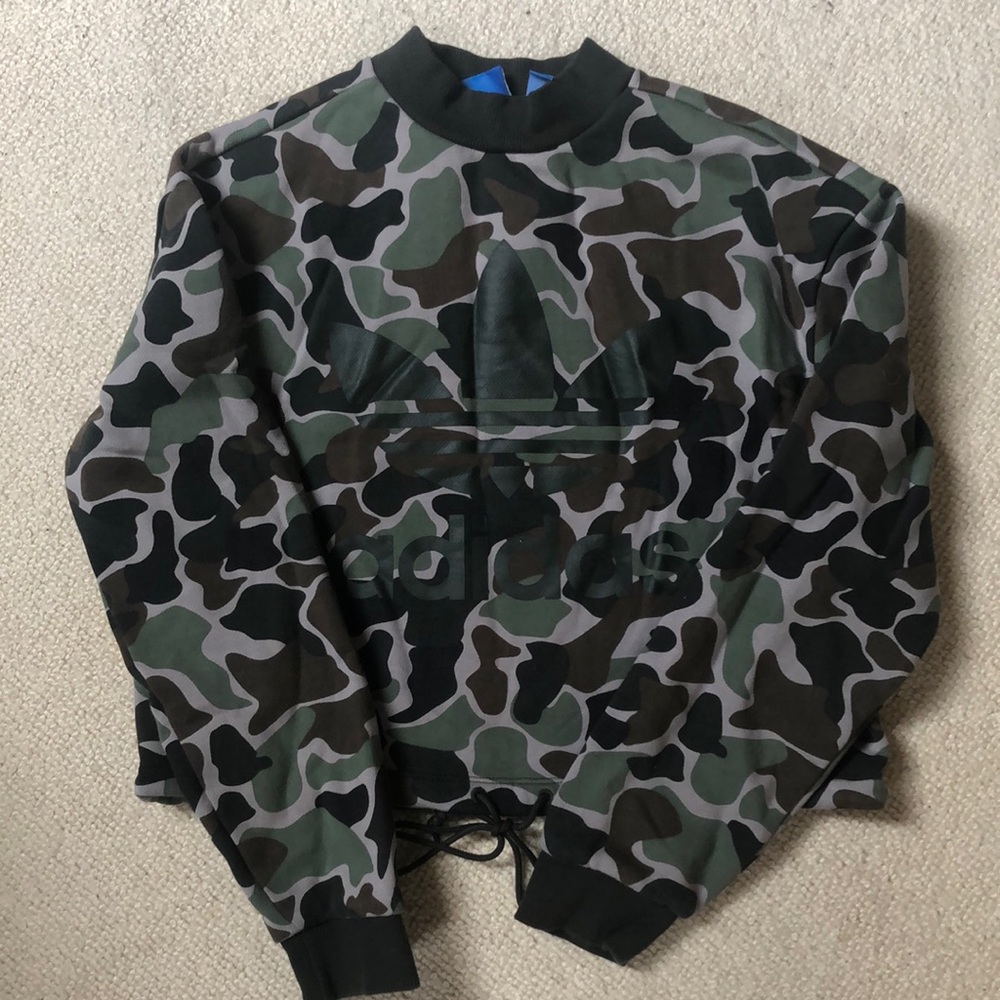 cropped camo adidas sweatshirt